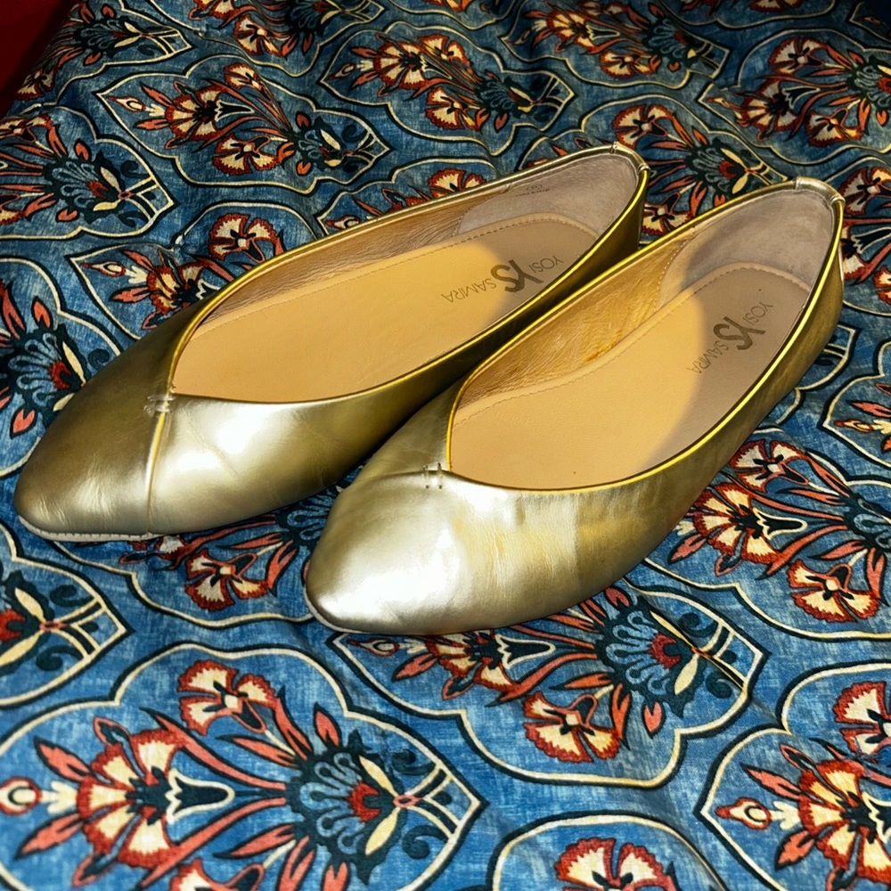 Yosi Samra Valerie Gold Leather Flats